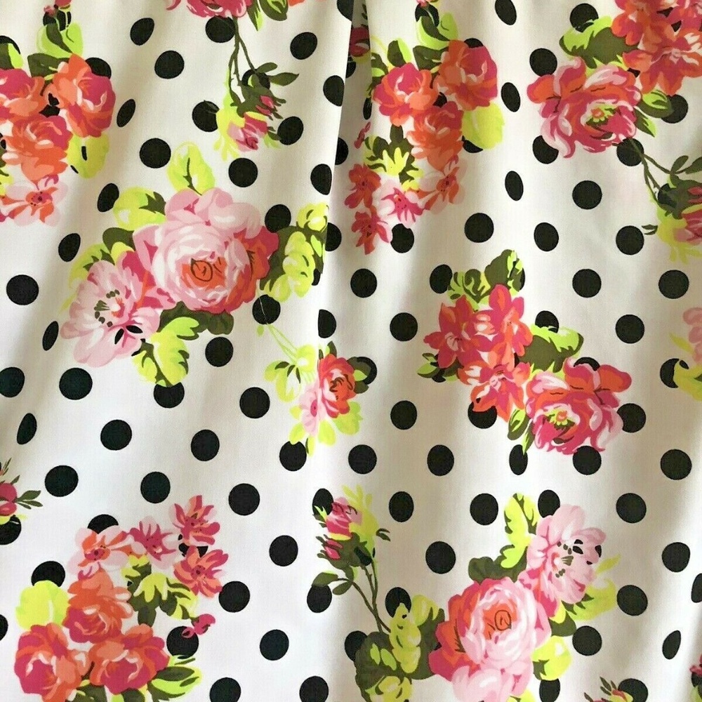Black & White Polka Dot & Floral Print Blouse (S) - Picture 5 of 6